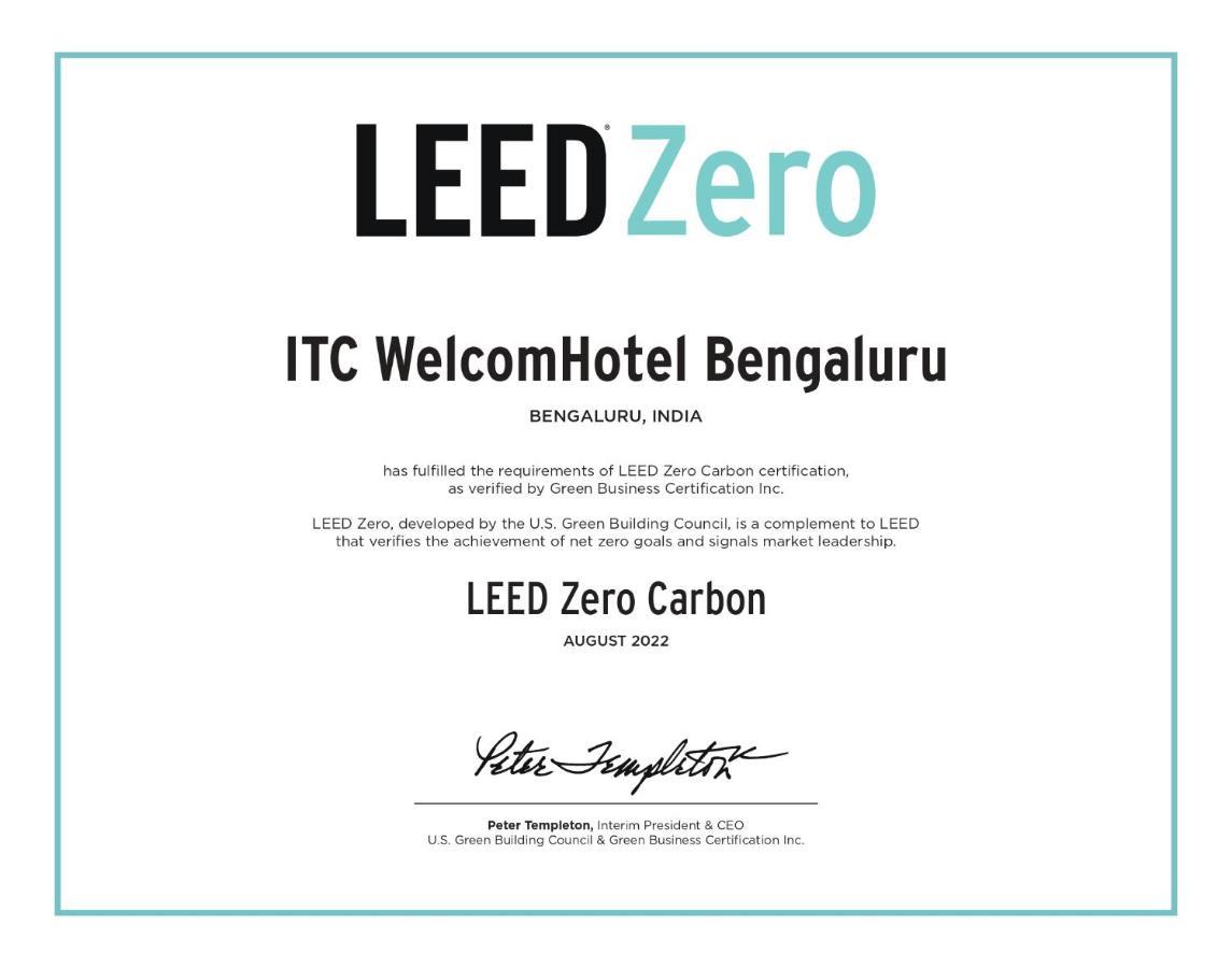 班加罗尔欢迎酒店 外观 照片 A LEED Zero certificate